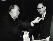 Trygve Lie, Norwegian politician, and Tage Erlander, Prime Minister of Sweden, 15 February 1964. Artist: Unknown