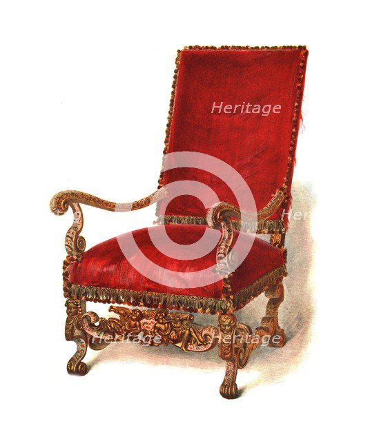 Upholstered chair, 1905. Artist: Shirley Slocombe.