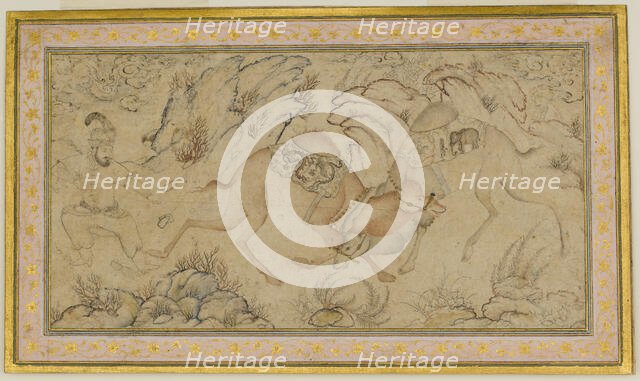 Two Camels Fighting, late 16th-early 17th century. Creator: Unknown.