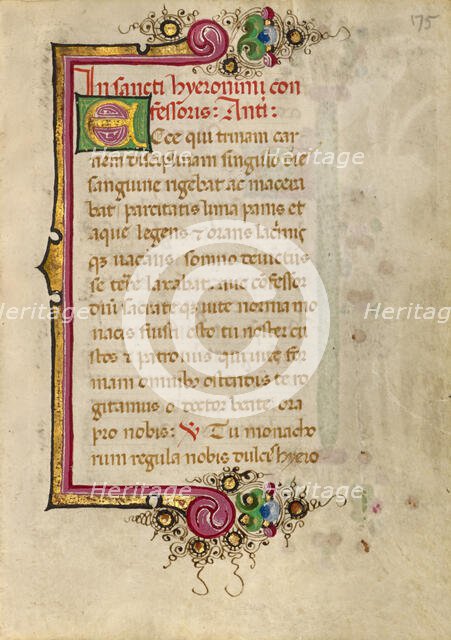Decorated Initial E; Gualenghi-d'Este Hours, about 1469. Creator: Unknown.
