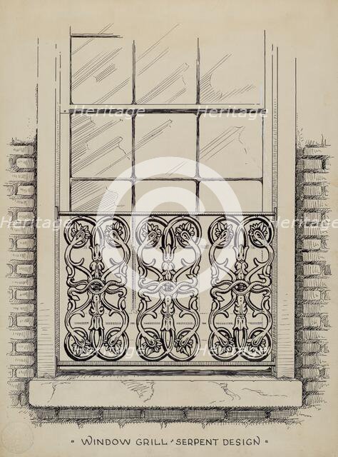 Cast Iron Window Grill, c. 1936. Creator: Thomas Byrne.