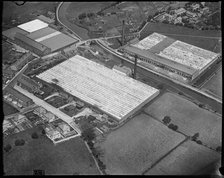 Moss Shed and nearby mills by Long Ing Bridge, Barnoldswick, Lancashire, c1930s. Creator: Arthur William Hobart.