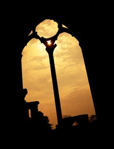 Evening view of the east window of Netley Abbey, Hampshire, c2000s(?). Artist: Historic England Staff Photographer.