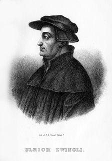 Huldrych Zwingli, Swiss theologian, (1854). Artist: Unknown