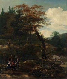 Wooded Landscape with Travelers, late 1640s. Creator: Adam Pynacker.