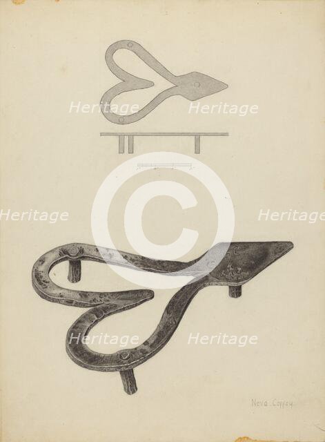 Flat Iron Holder, c. 1940. Creator: Neva Coffey.