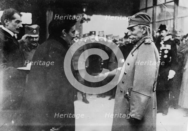 Uskub - King Servia - Welcomed by mayor, between c1910 and c1915. Creator: Bain News Service.