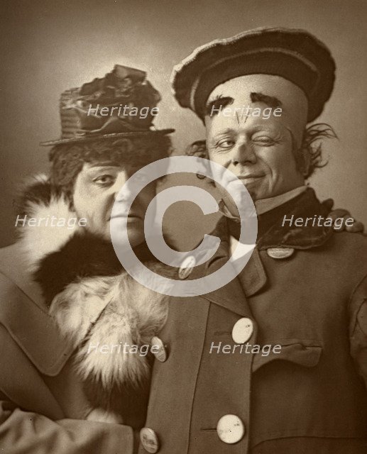 Harry Nicholls and Herbert Campbell, British actors (the Queen and the King), 1888.  Artist: W&D Downey