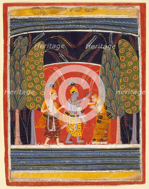 Krishna Making Kubja Beautiful, Folio from a Bhagavata Purana (Ancient Stories of the Lord), c1645. Creator: Unknown.