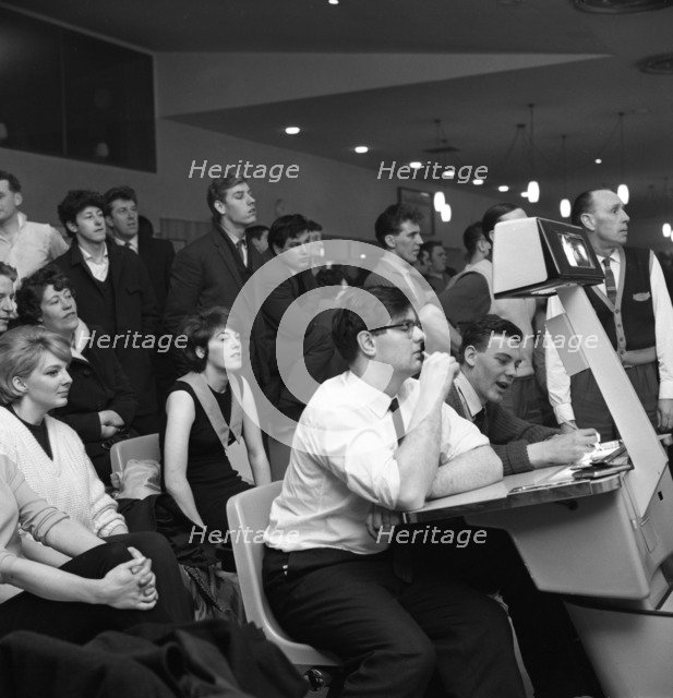 Steelworks social evening at a bowling alley, Sheffield, South Yorkshire, 1964. Artist: Michael Walters