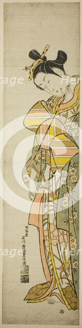 Courtesan Holding a Long Pipe, c. 1743. Creator: Ishikawa Toyonobu.