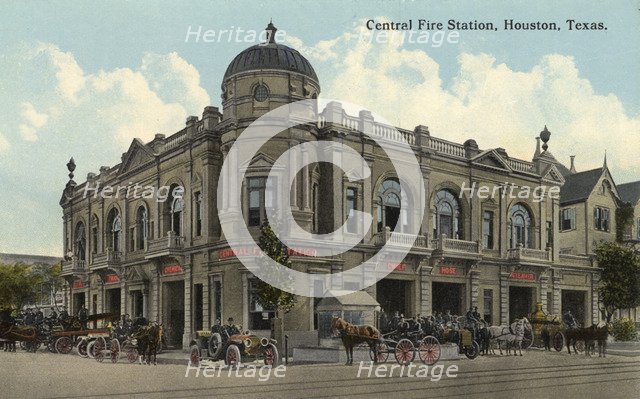 Central Fire Station, Houston, Texas, USA, 1918. Artist: Unknown