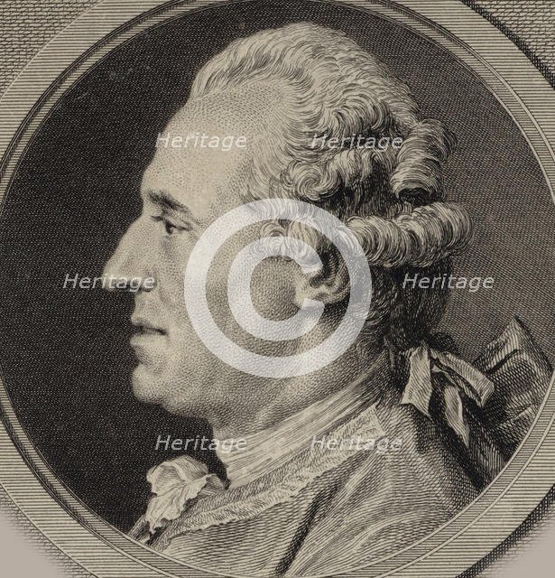Portrait of the violinist and composer Jean Joseph Cassanéa de Mondonville (1711-1772), 1768. Creator: Saint-Aubin, Augustin, de (1736-1807).