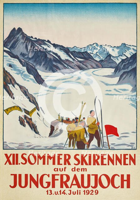 The 12th Summer ski race on the Jungfraujoch, 1929. Creator: Cardinaux; Emil (1877-1936).