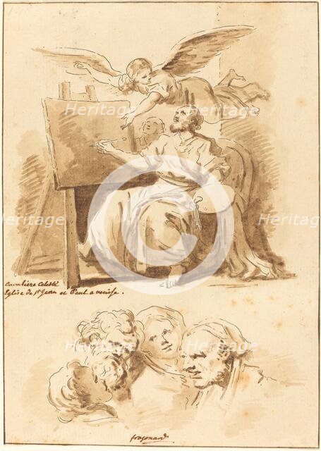 Saint Luke at His Easel and Four Expressive Heads, 1775. Creator: Jean Claude Richard Saint-Non.
