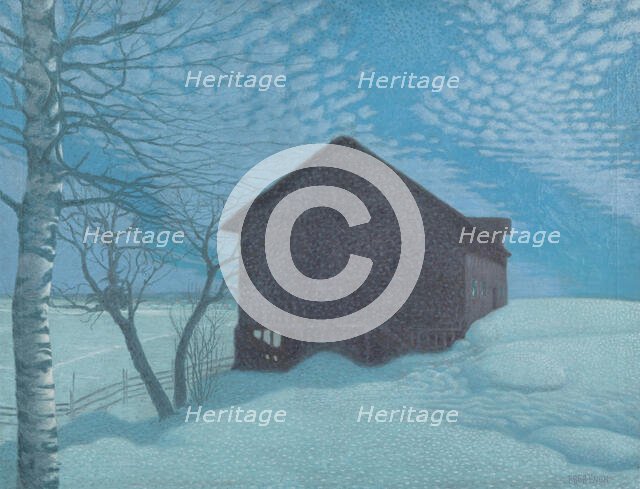 The cabin in the snow. Creator: Lindh, Bror (1877-1941).