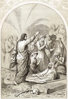 Jesus raising Lazarus from the tomb, c1880. Artist: Anon
