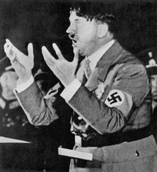 Adolph Hitler addressing a rally, c1930s. Artist: Unknown