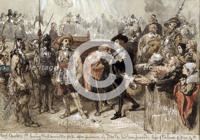 'Charles I leaving Westminster Hall after his trial', 1870. Artist: Sir John Gilbert