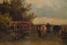 'Minding Cows, Herisson', c1869, (1938). Artist: Anton Mauve.