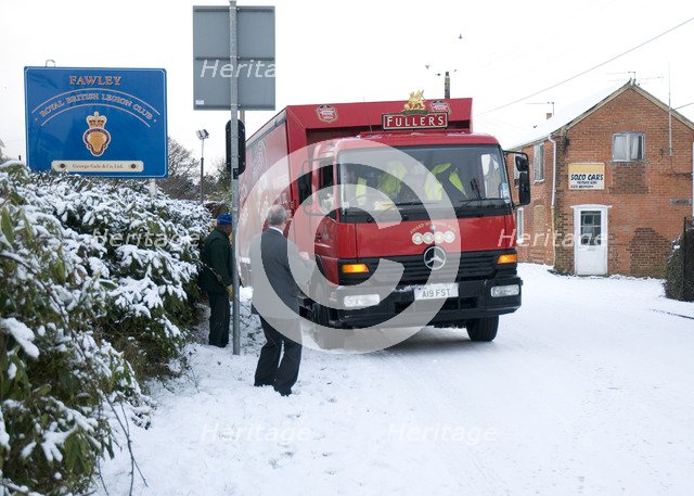 London Pride Brewery lorry stuck in snow 2009 Artist: Unknown.
