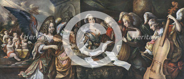 'Trumpets, kettle-drum, violin, shawm, lute and viola da gamba', 1948. Artist: Unknown.