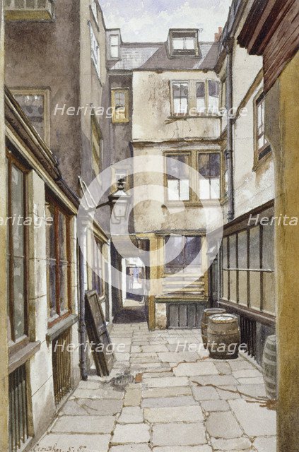 View of the court leading to the Adelphi Club, Westminster, London, 1887. Artist: John Crowther