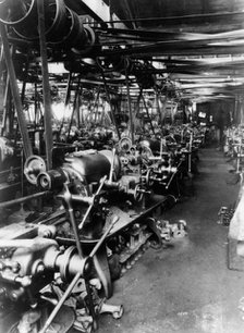 Interior of the Norton factory, showing the production line, 1929. Artist: Unknown