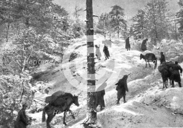 'La campagne d'hiver en Orient; Sur le Paljokrimero, entre Burbusko et Zupan', 1917. Creator: Unknown.