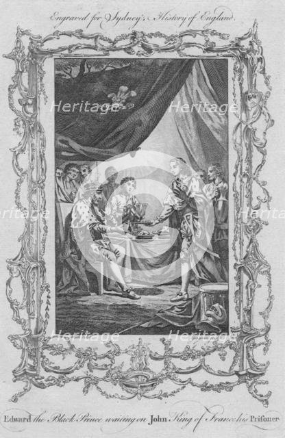 'Edward the Black Prince waiting on John King of France his Prisoner', 1773.  Creator: Charles Grignion.