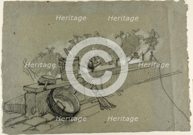 Objects on Wall, study for Couture, The Bird-Catcher, c. 1857. Creator: Thomas Couture.