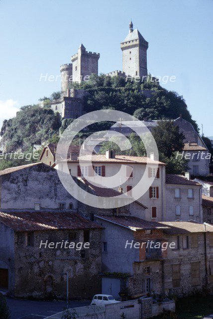 Chateau de Foix and old houses, Foix, France, c20th century. Artist: CM Dixon.