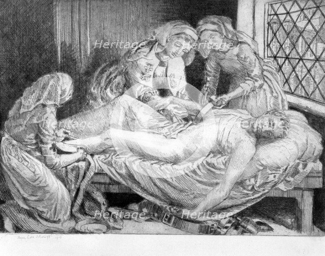 'Three Nurses tending a Wounded Soldier', 1915-1916. Artist: Anna Lea Merritt