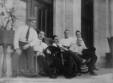 Six Cleveland ball players seated on porch, 1910. Creator: Bain News Service.