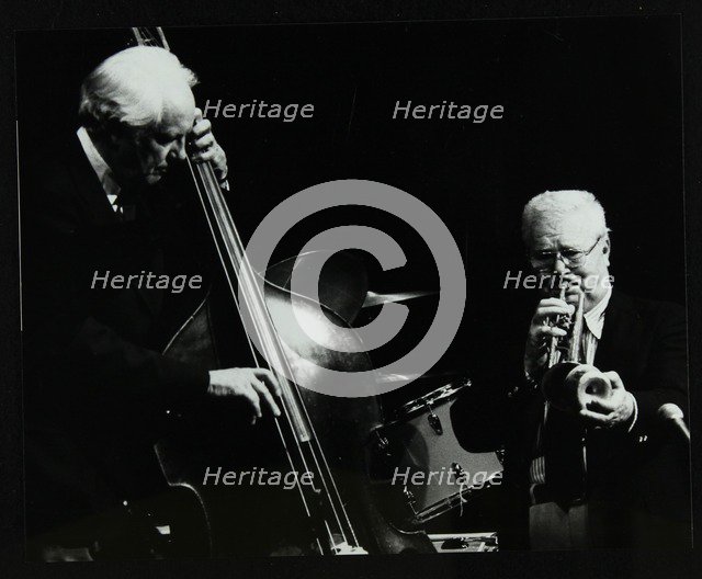 Bassist Bob Haggart and trumpeter Yank Lawson at the Forum Theatre, Hatfield, Hertfordshire, 1978. Artist: Denis Williams