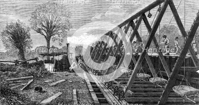 London Main Drainage: barrow-hoist on the southern high-level sewer at Peckham, 1861. Creator: Unknown.
