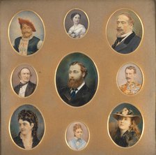 [Nine Portraits in Original Passe-Partout], 1880s. Creator: James William Bailey.