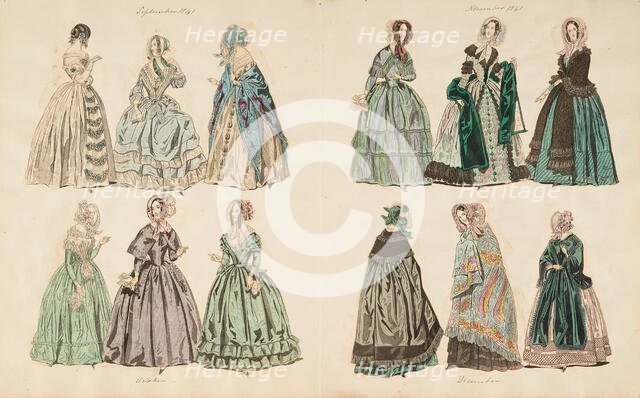 Costume plates, 1841 - 1842. Creator: Unknown.