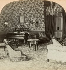 Drawing room of the Presidency, Lord Roberts' headquarters, Bloemfontein, South Africa, 1900.Artist: Keystone View Company