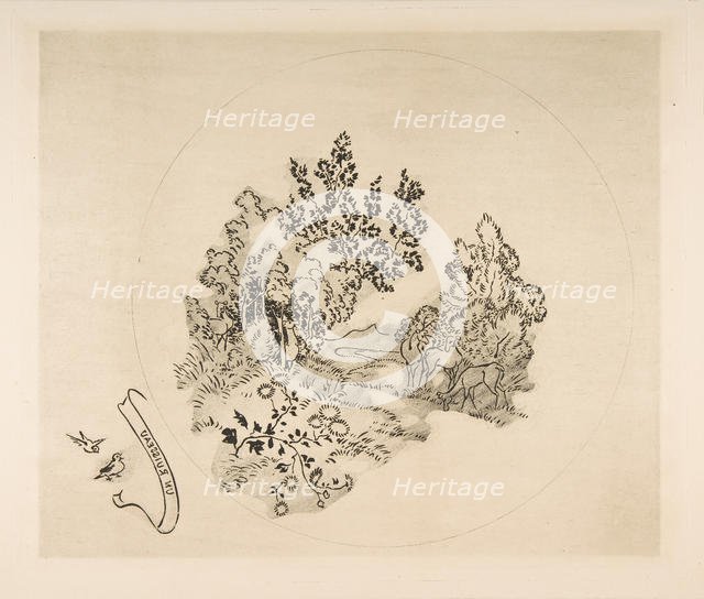 Decoration for a Plate: A Stream, 1870. Creator: Felix Bracquemond.