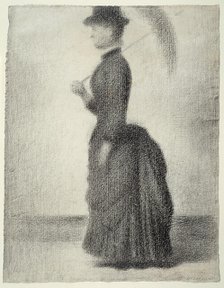 Woman Walking with a Parasol (study for La Grande Jatte), 1884. Creator: Georges-Pierre Seurat.