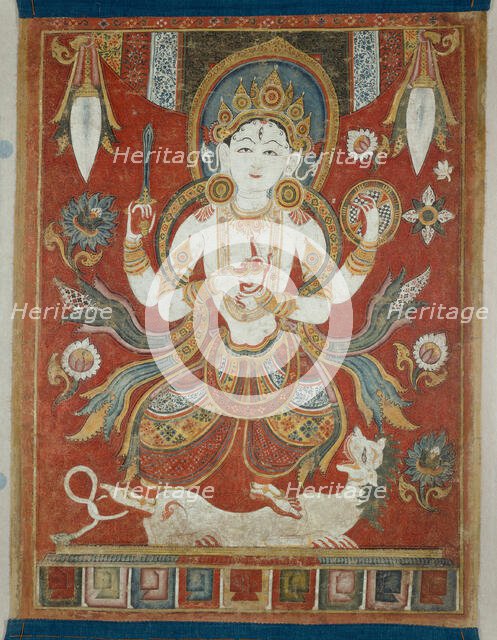 Double-Sided Painted Banner (Paubha) with God Shiva and Goddess Durga, 16th/17th century. Creator: Unknown.