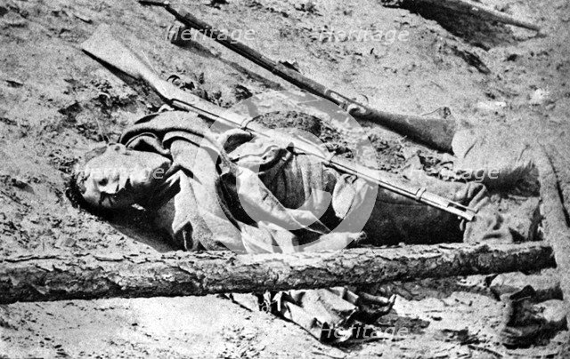 Dead soldier lying in the road at Fredericksburg, Virginia, American Civil War, 3 May 1863. Artist: Matthew Brady