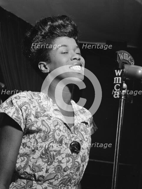 Portrait of Sarah Vaughan, Café Society (Downtown), New York, N.Y., ca. Sept. 1946. Creator: William Paul Gottlieb.