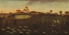 Hunting Scene with a Pond, 18th century. Creator: Unknown.