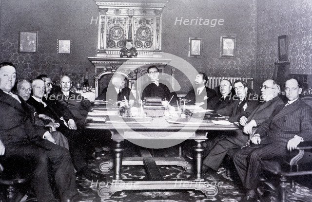 Second Republic, the first Council of Ministers chaired by Alcalá Zamora in Madrid, April 1931, f…