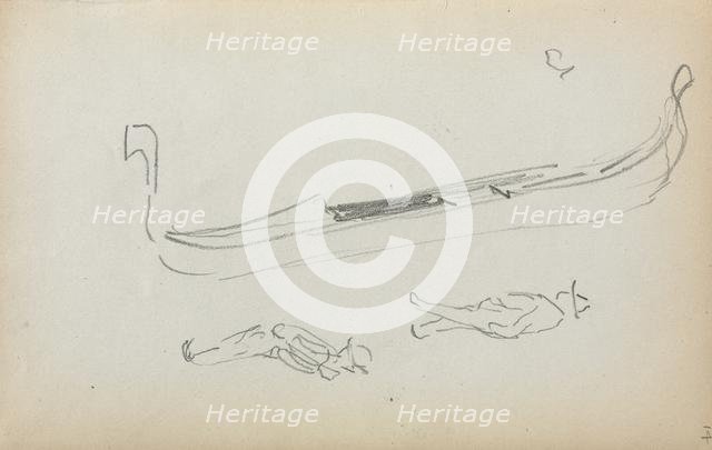 Italian Sketchbook: Gondola and Two Gondoliers (page 14), 1898-1899. Creator: Maurice Prendergast (American, 1858-1924).