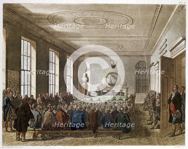 Meeting of the Agricultural Society, London, 1808-1810. Artist: Augustus Charles Pugin