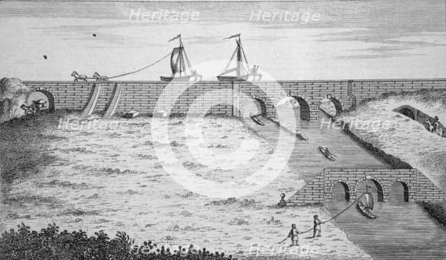 Barton Aqueduct, Manchester Ship Canal, Greater Manchester. Artist: Unknown