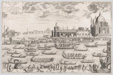 View of the church of Santa Maria della Salute in Venice, a regatta taking place ..., ca. 1700-1720. Creator: Alessandro della Via.